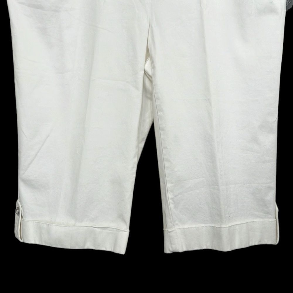 JM Collection White Capri Pants Size 18 NWT Rhinestone Details Pockets - Picture 2 of 11